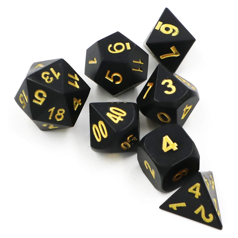 

Dungeons & Dragons 7pcs/set Creative RPG Game Dice D&D Metal Dice DND Plating Black Gold Number With Bag or box