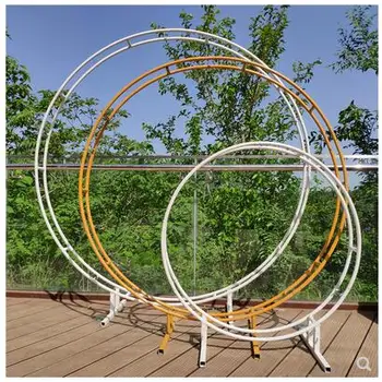 

New wedding iron arch props circle double pole flower door shelf arc wedding outdoor stage background decoration