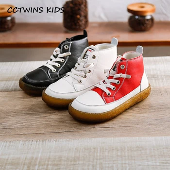 

Kids Shoes 2019 New Baby Boys Autumn Fashion Black Casual Shoes Girls Breathable High Sneakers Kids Genuine Leather Soft Shoes