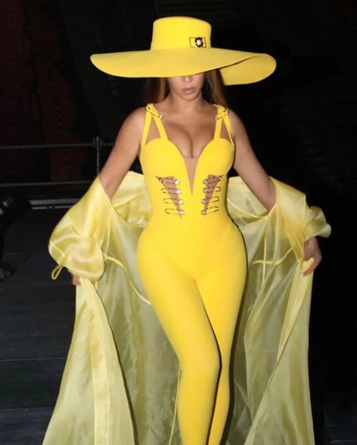 

Top Quality Sexy V Neck Blue Black Yellow Bandage Jumpsuit 2019 Celebrity Designer Fashion Jumpsuit