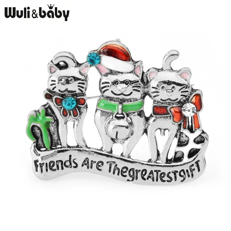Wuli & baby винтажные броши для друзей и кошек золотого серебряного цвета Женская
