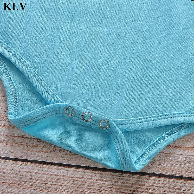 KLV одежда из 3 предметов для маленьких девочек, комбинезон с длинными рукавами и оборками с буквенным принтом+ штаны с цветочным принтом+ повязка на голову, Одежда для новорожденных 0-18 месяцев