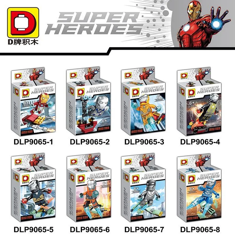 

Building Blocks Super Heroes Avengers Iron Man 8 In 1 Hulk Buster Ironman Mini Dolls Bricks Set Model Toys for children DLP9065