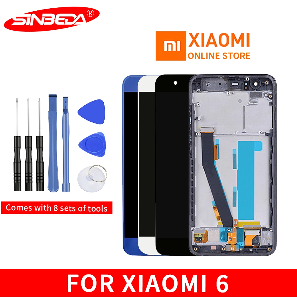 5,1" ЖК-дисплей для Xiaomi mi 6 ЖК-дисплей сенсорный экран с рамкой дигитайзер Датчик отпечатков пальцев для Xiaomi mi 6 ЖК-дисплей mi 6 дисплей