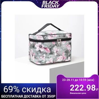 

Cosmetic bag-handbag, zip compartment, with mirror, gray