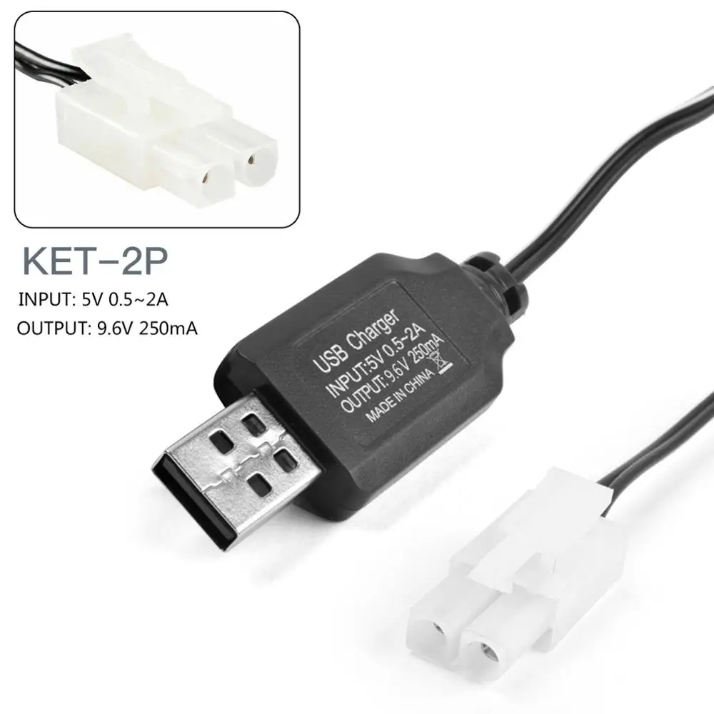 Зарядное устройство 9,6 в 557 мА, зарядное устройство USB, зарядное устройство, адаптер, Ni-CD Ni-MH для игрушек, RC Car KET-2P, KET-3P SM JST EL-2 P - Цвет: KET-2P