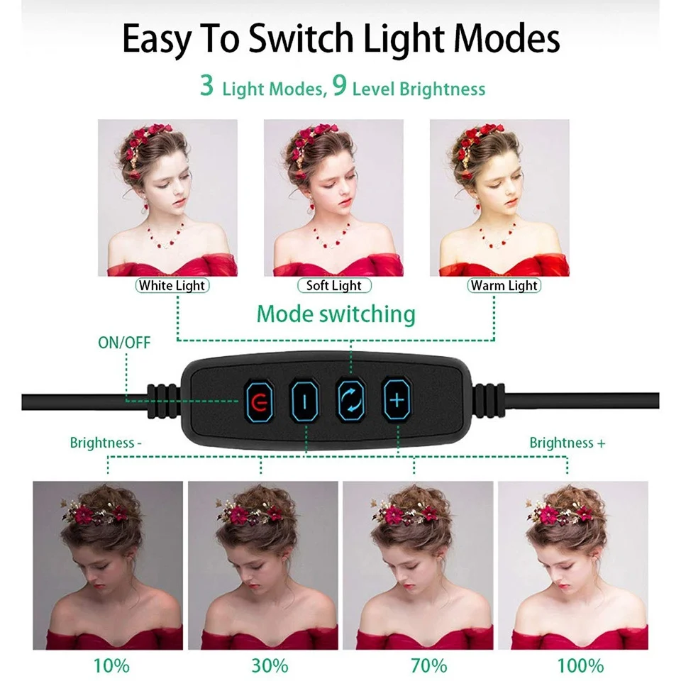 Anel de Luz Tripé para Celular Iluminação para Fotografia de Maquiagem Led com Braço Longo Suporte Lâmpada Redonda Circular - Image 5