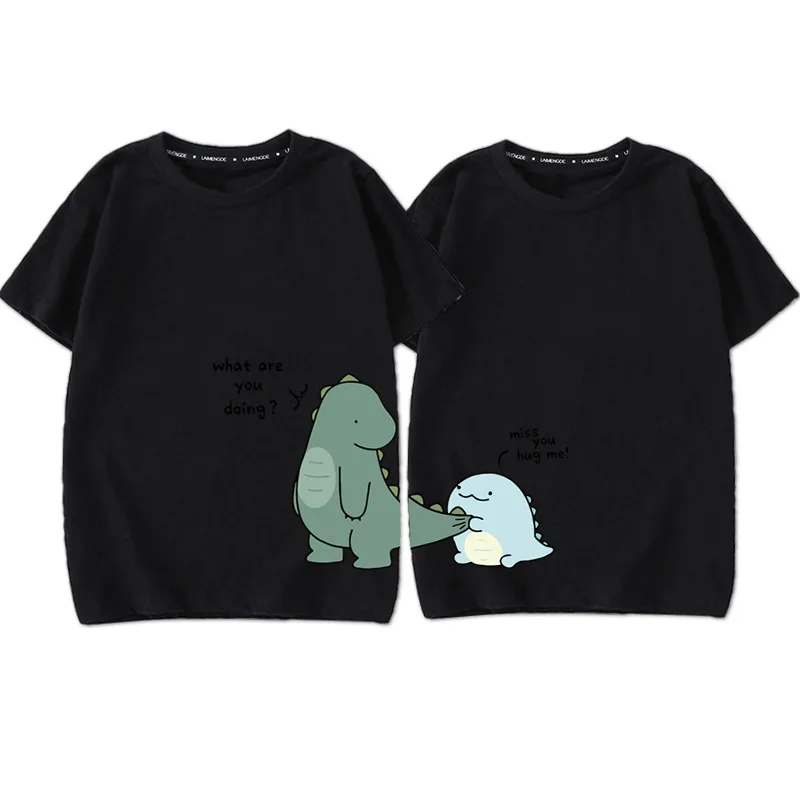2022 Mother Kids Family Matching Outfit T-Shirts Clothes 100% Cotton Short Sleeve Dinosaurs Cartoon Parent Girls Boys Clothing 3