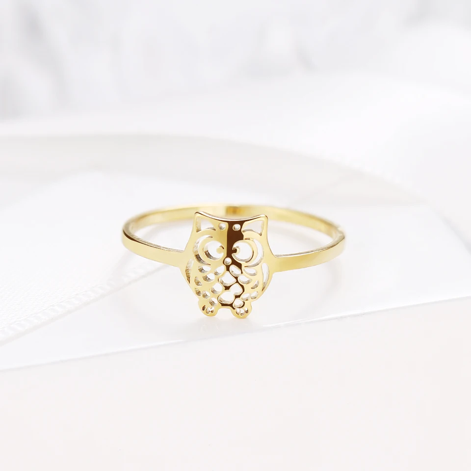Anillo De Acero Inoxidable Cacana Para Mujer Anillo De Compromiso Con Buho De Dibujos Animados Accesorios Para Anillos De Boda Anillos De Mujer Joyeria Para Mujer Aliexpress