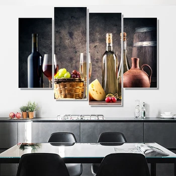 

Kitchen Decoration 4 Panel HD Print Posters Nordic Canvas Painting Modern Dining Room Bar Home Decor Wall Art Pictures Mural