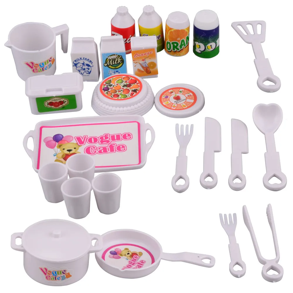 25 Pcs Set Kids Play House Kitchen Toys Cookware Cooking Utensils Pots Pans 