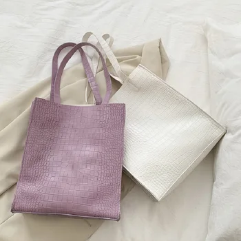 

Casual Alligator Pattern Bucket Bags for Women Fashion Soft PU Leather Shoulder Handbag Female High-capacity Retro Lady's Totes