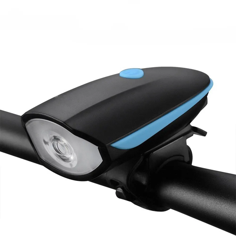 Cycling Headlight Bike Headlight Bicycle Headlight Portable Durable SuperBright with Horn LED T6 Rechargeable Tail Rear Lamp - Emitting Color: Blue