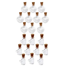 Новинка 20 шт мини бутылка желаний стеклянная бутылка желаний пробковая бутылка, 10 шт форма чайника и 10 шт форма персика