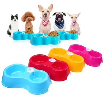 

Plastic Dual Pet Feeder Portable Water Dispenser Dog Drinking Feeding Basin Automatic Feeder Bowls for Cats Pet Dogs Supplies