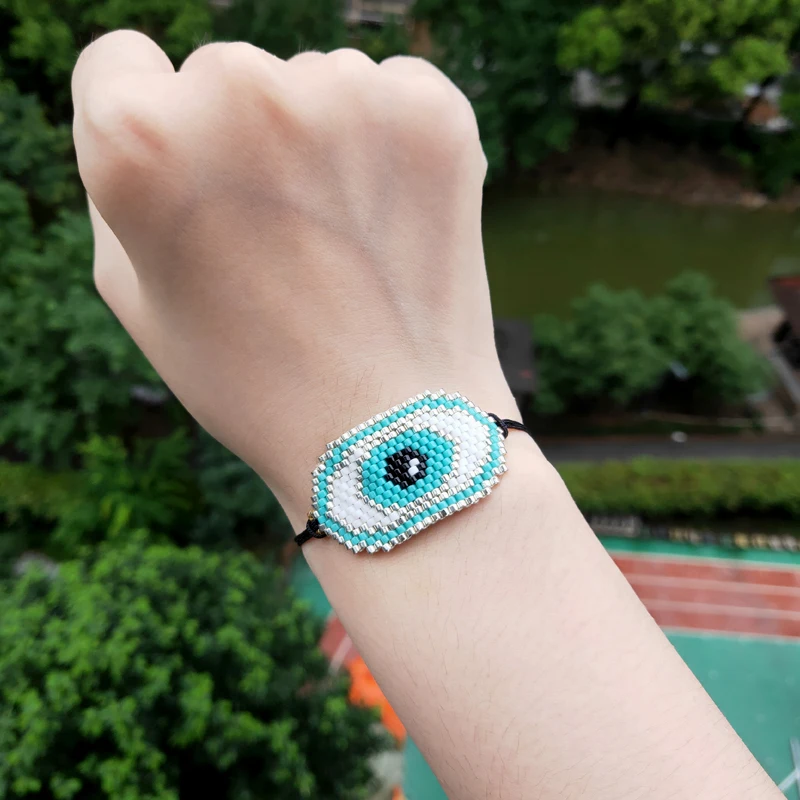 

FAIRYWOO Miyuki Bead Bracelet Woman Bohemia Jewelry Evil Eye Charm Bracelet Articles Religieux Catholiques Bracelet With Crystal