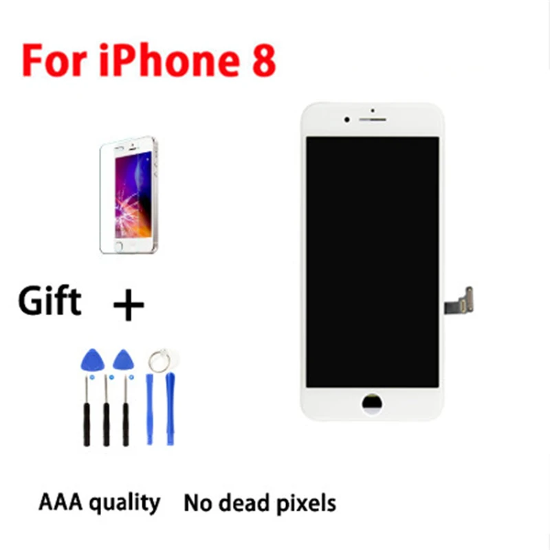 Для iPhone 8 белая панель ЖК-экран дигитайзер сборка телефона Замена для ЖК-дисплей +