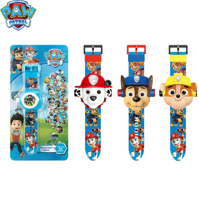 Paw Patrol 3D Projection Cartoon Children Watches Anime Figure Educational Small Kids Boys Girls Clock Toys for Children 2D33