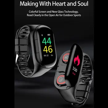 

1Set Smart Watch TWS Bluetooth 5.0 Wireless Earphone Heart Rate Monitor Bracelet