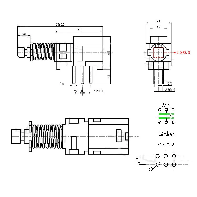PS-80BL-22 прямой ключ пианино переключатель 6 футов 6P с фиксатором кронштейн с переключатель отверстия механический переключатель питания Кнопка