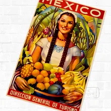 México frutas tropicales ver viaje paisaje Retro Vintage de póster de lona DIY pegatinas de pared pósteres casa Decoración Para Bar