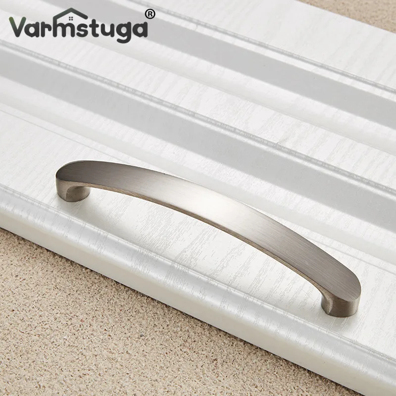 Furniture Handles VARMSTUGA Cabinet Handles Kitchen Door Handles Drawer Knobs Aluminum Alloy Wardrobe Door Brushed Modern Style