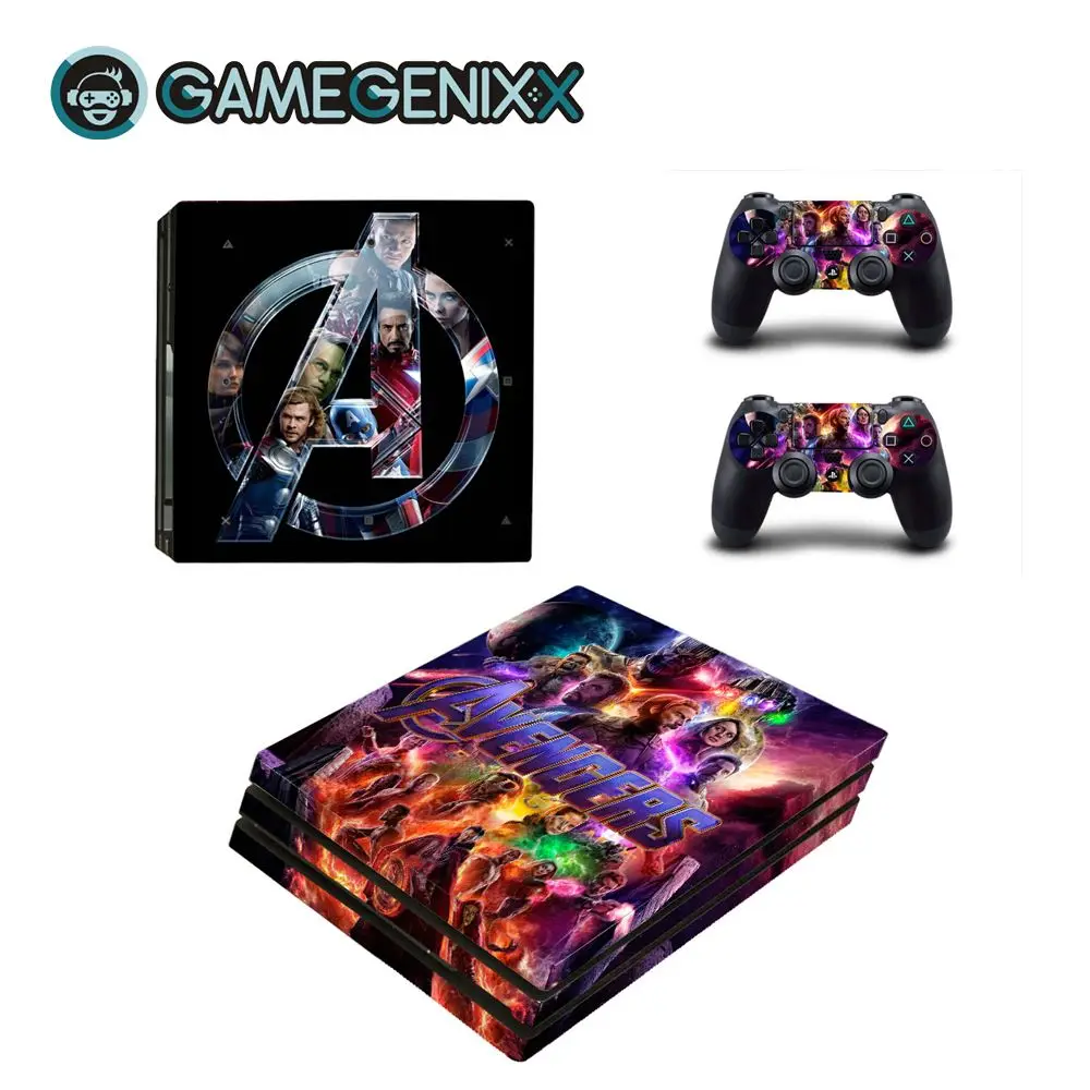 GAMEGENIXX кожаный виток винилопласта с наклейкой чехол Полный набор для PS4 Pro консоли и 2 контроллера-Мстители