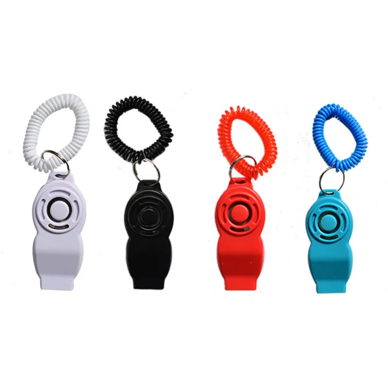 Pet Dog Cat Training Clicker Plastic Dogs Click Trainer Adjustable Sound Key Chain And Wrist Strap Remote Whistle Clicker Supply