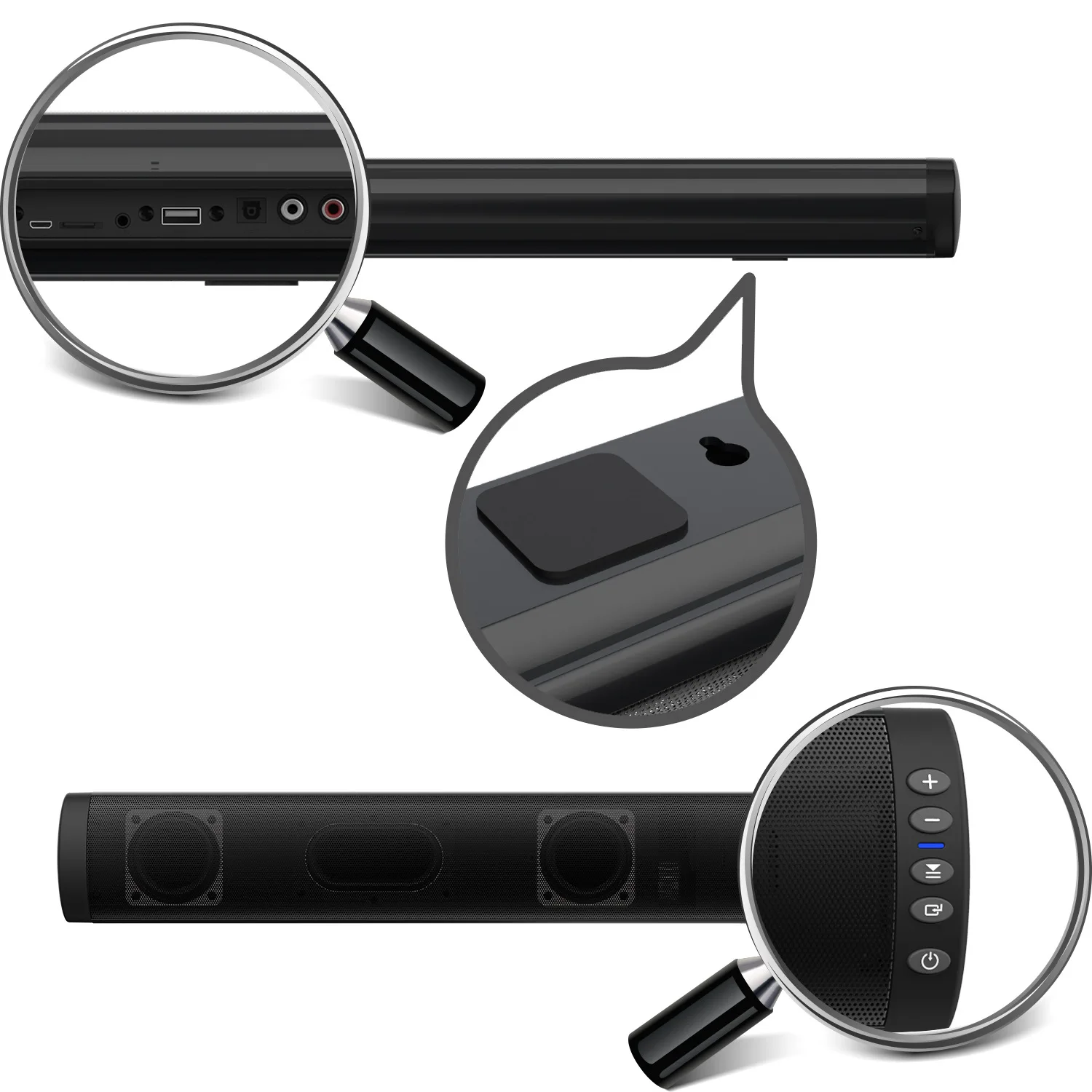 Беспроводной динамик 20 Вт Bluetooth Саундбар Высокая точность домашнего кинотеатра объемный звук поддержка ПК ТВ TF FM Саундбар с сабвуфером