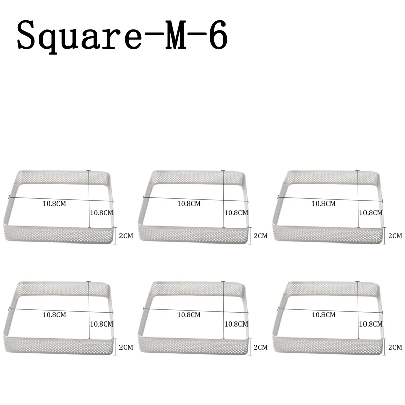 SHENHONG квадратные формы из нержавеющей стали для пирога Tartlet, французский десерт, мусс, фруктовое кольцо, форма для торта Quiche, au Citron, сырные кастрюли - Цвет: Size M 6 Pieces