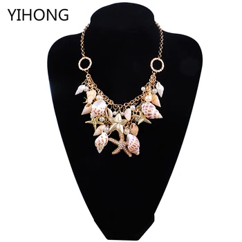 

Ocean Pendant Necklace Shell Sea Star Faux Pearl Pendant Choker for Fashion Women Jewelry