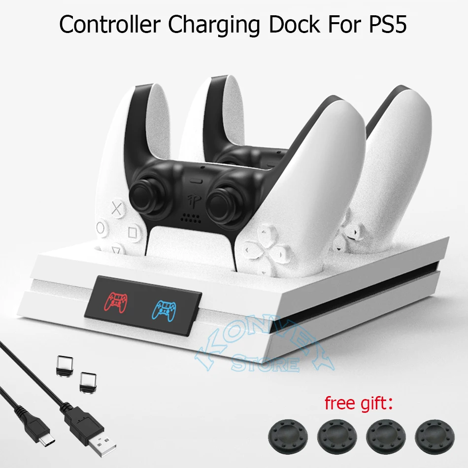 2021 Più Recente Ps5 Dual Controller Dock Station Di Ricarica Rapida Indicatore Led Supporto Per Caricabatterie Per Gamepad Wireless Sony Playstation5