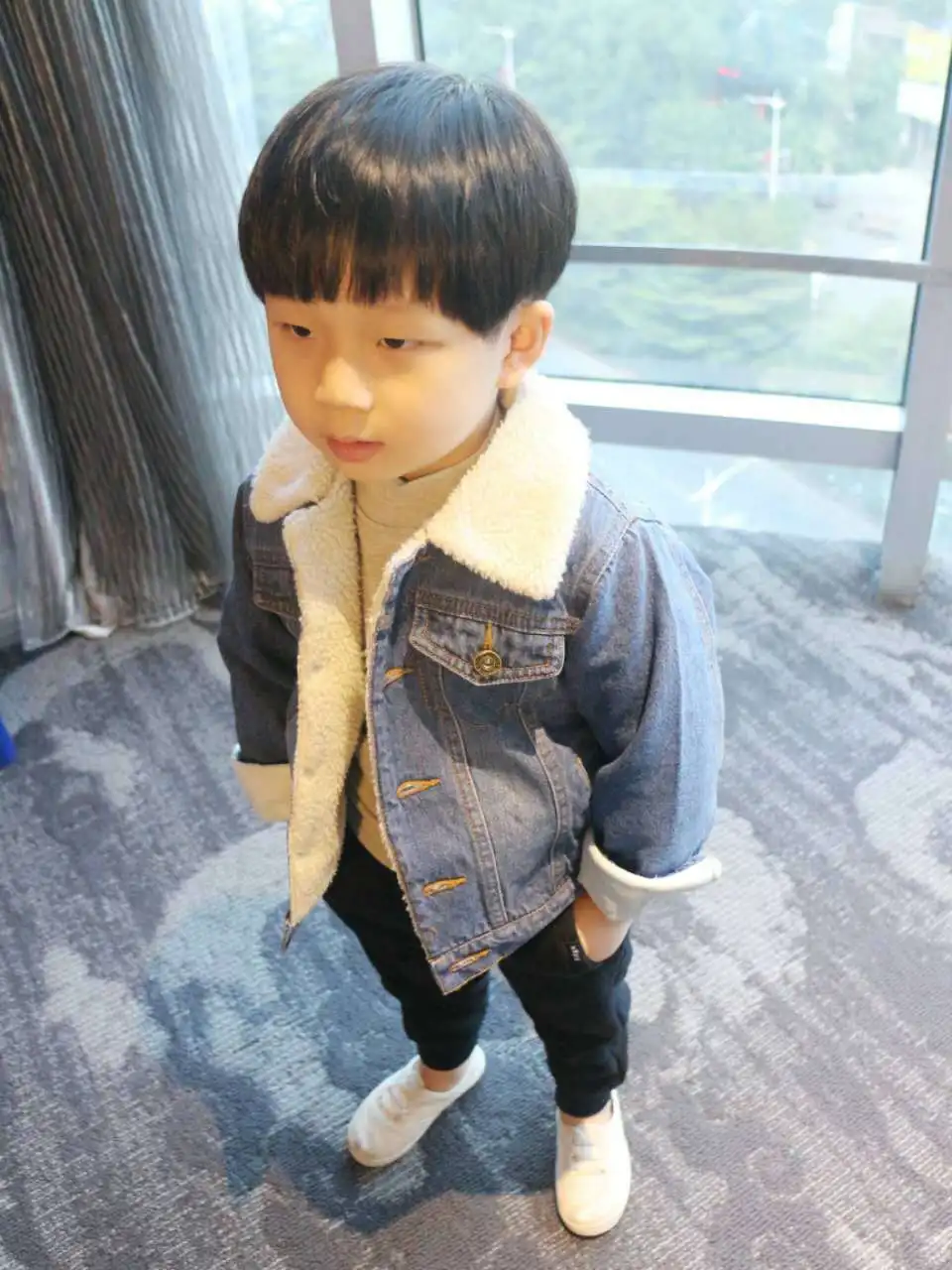 Новинка; Сезон Зима; стильное детское джинсовое пальто; детская одежда; Ковбойское утепленное пальто из берберского флиса; хлопковое пальто