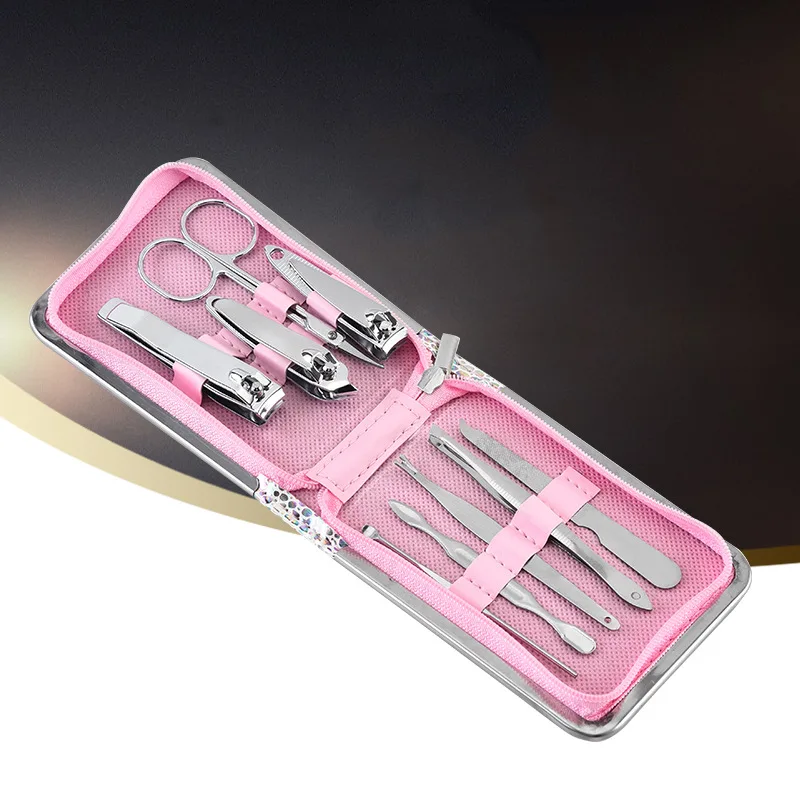 

Manufacturers Direct Selling Stainless Steel 9 Pieces Manicure Implement Manicure Cut Nail Clippers Eye Tweezer Beauty Scissors