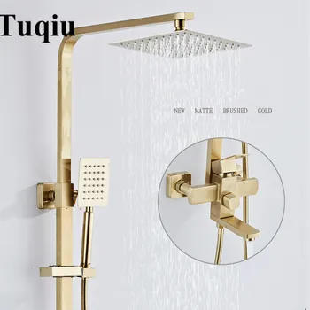 Price Bath And Shower Sets Faucet Mixer Tap With Tub Faucet Brass Luxury Brushed Gold Rainfall Shower Faucet Set Bathtub Faucet