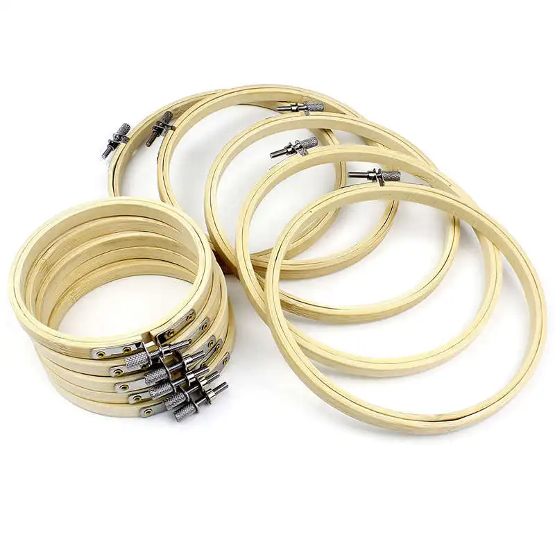 10 шт. круглые деревянные кольца для вышивки, Set-5Pcs, 4 дюйма и 5 шт., 6 дюймов, регулируемые бамбуковые круглые кольца для вышивки крестиком с 10 P