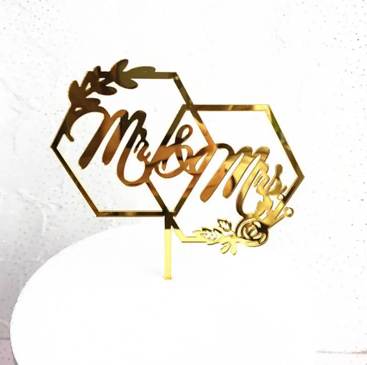 4 1 шт любовь "Mr& Mrs" "Always" Свадебный акриловый торт Топпер цветок Топпер для торта «С Днем Рождения» день рождения Свадебный торт украшение - Цвет: 4