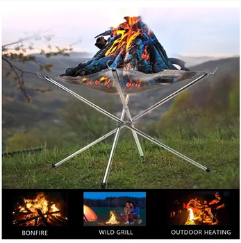 

Folding Bonfire Rack Portable Fire Pit Outdoor Camping Burning Rack Barbecue Burning Folding Firewood Stove