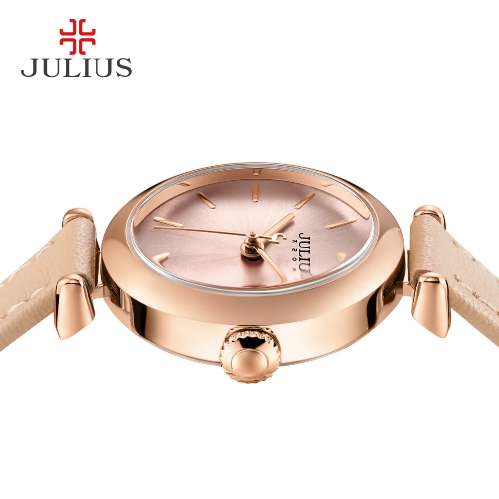 JULIUS Einfachheit frauen Kleid Uhr Klassische Lederband Uhren Schlanke Damen Japan Quartz Movt High-End Luxus Reloj JA-1018