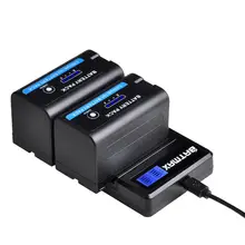 5200mah indicador led np f750 np f770 NP-F750 bateria akku + lcd carregador usb para sony np f970 f960 f550 f570 qm91d CCD-RV100