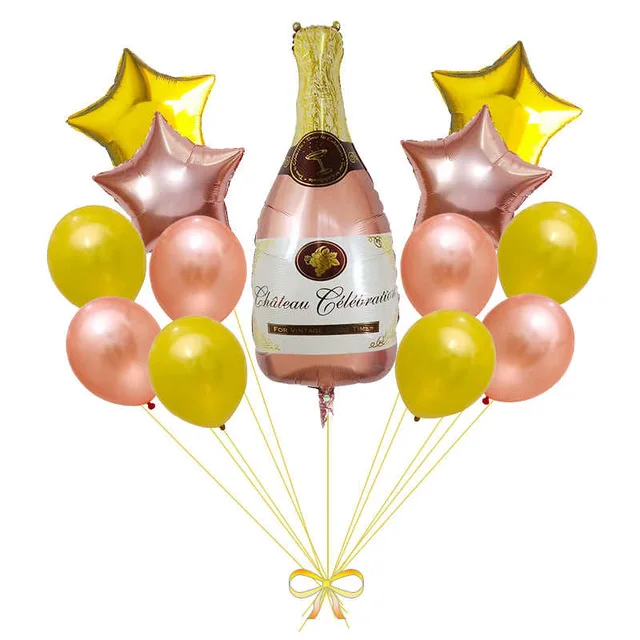 13 шт. бокалы для шампанского, вина, бутылки для виски, воздушные шары, 30 лет, с днем рождения, для вечеринки, юбилея, украшения, подарок, надувные шары - Цвет: As shown