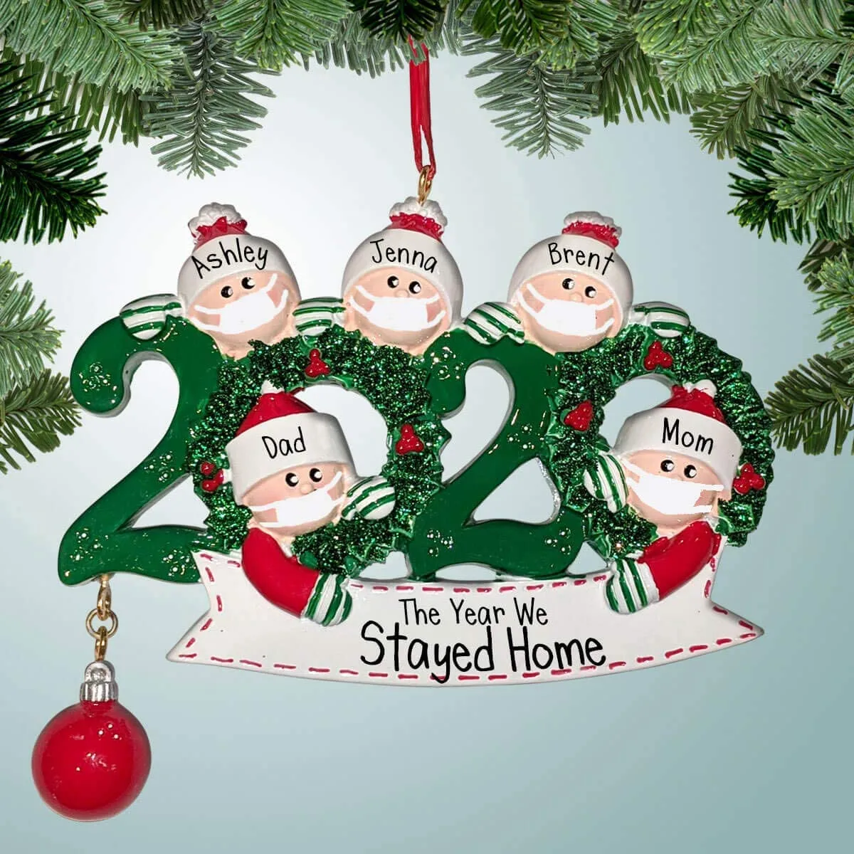 

2pc Personalized Survived Family Of 2 Ornament 2020 Christmas Holiday Decorations Christmas Tree Ornament-special Keepsake