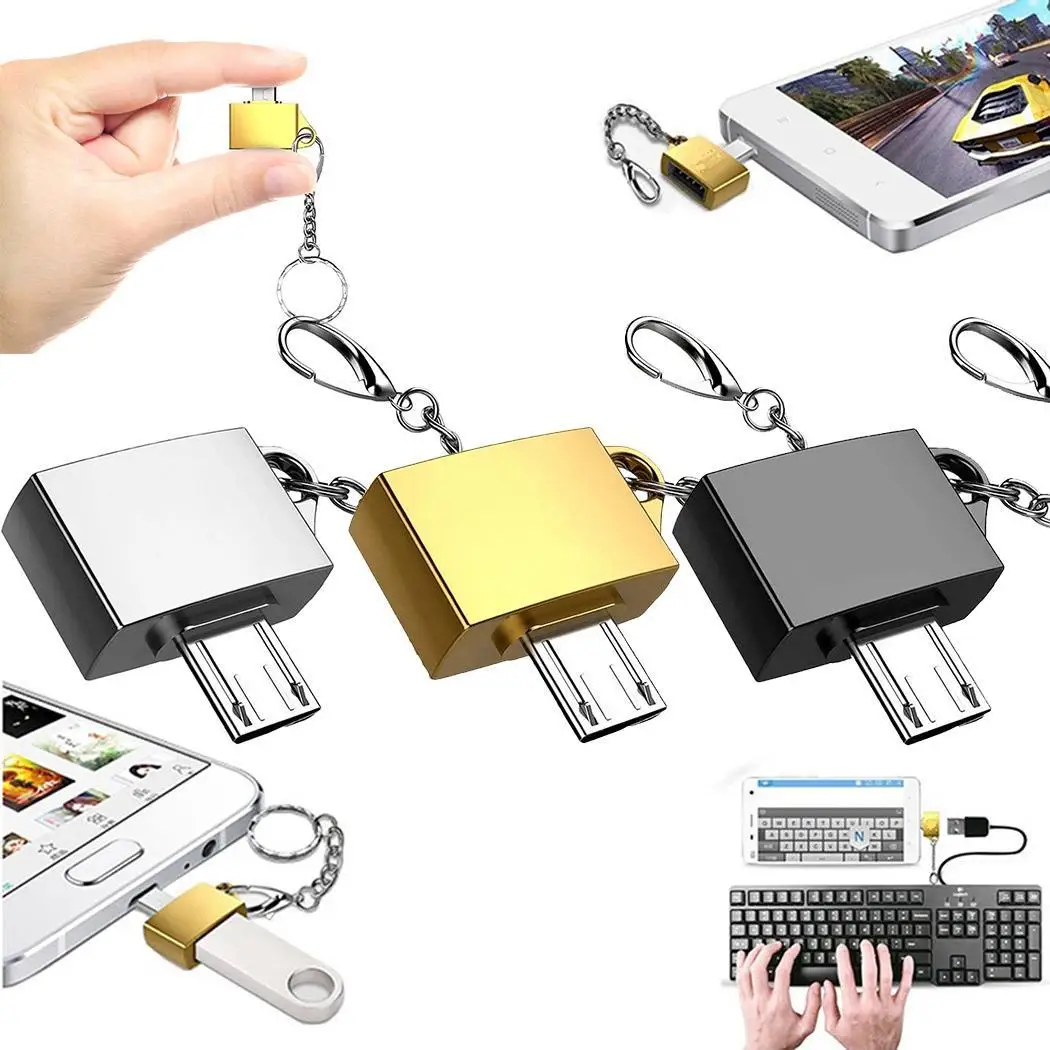 Металл Микро-USB2.0 Мини OTG Многофункциональный преобразователь головка серебро, золотой, черный для телефона Android