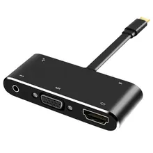 USB Type C Hub Adapter 4K Type-C To HDMI/VGA/3.5mm Audio Jack/USB 3.0 Port/PD Converter For Laptop PC Computer orico aluminum hub type c to type a type c hdmi converter support pd multi function laptop station for macbook pc