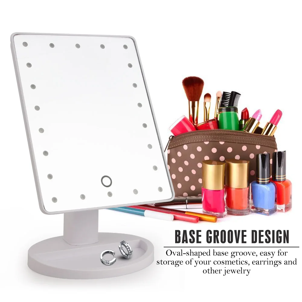 Профессиональный 22 светодиодный светильник-зеркало для макияжа портативный вращающийся туалетный светильник s лампа сенсорная яркая Регулируемая USB или батарея