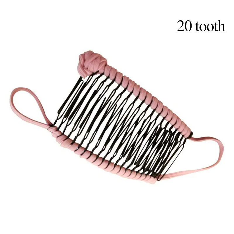 1 шт., стиль, женский элегантный двухрядный растягивающийся гребень, инструменты для создания волос, повязка на голову, держатель для волос, модные аксессуары для волос - Цвет: 20 tooth pink
