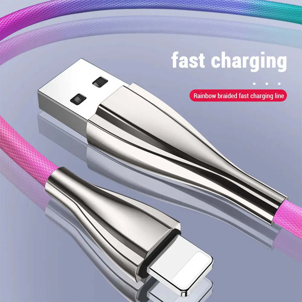 Радужный цветной usb-кабель для iPhone XR XS Max X 8 Plus Micro USB type C кабель для samsung Xiaomi Redmi Note 7 кабель для мобильного телефона