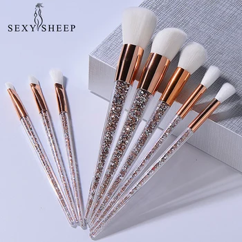 

SEXYSHEEP 8 Pcs Glitter Diamond Crystal Handle Makeup Brushes Set Powder Foundation Eyebrow Face Make Up Brush Cosmetic Foundati