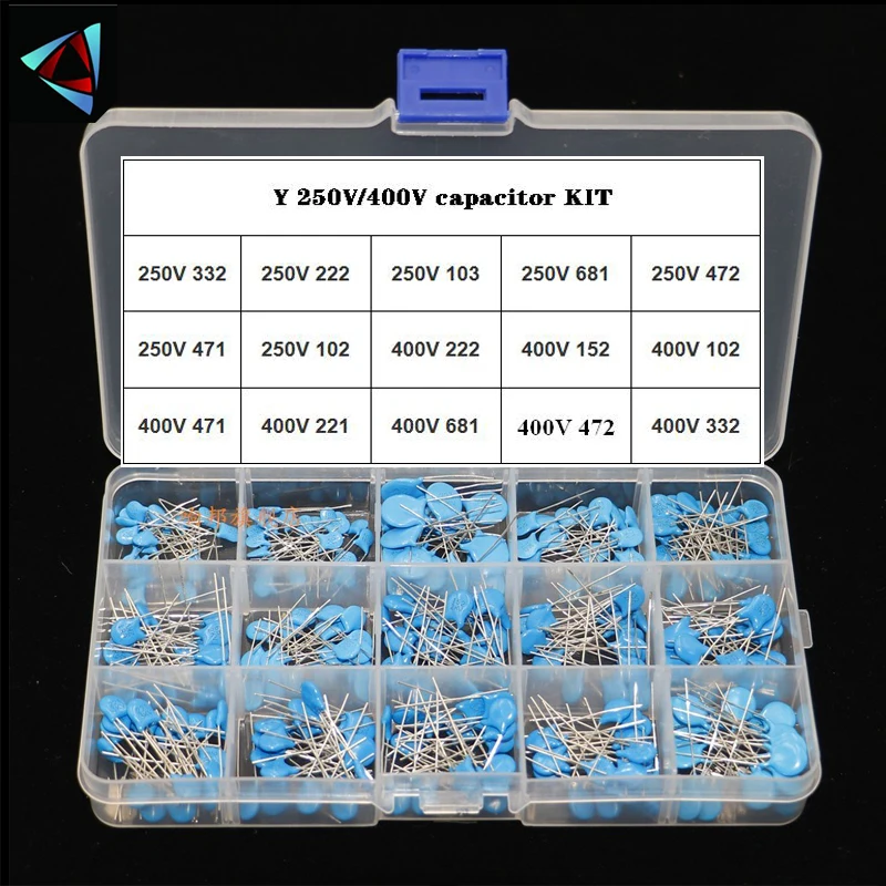 Комплект Безопасного Y-конденсатора 150 шт. 15 значений 400VAC 250VAC 471 102 222M 472M 103M 332 152 681 |