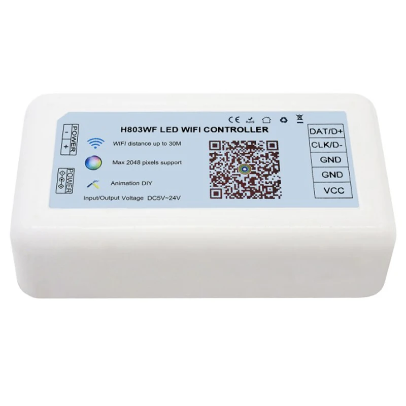 Серебристый DC5-24V светодиодный контроллер Wi-Fi Max 2048 пикселей Поддержка десятков чипов Пиксельная полоса ArtNet дистанционное управление H803WF управление ador RGB - Цвет: Серебристый